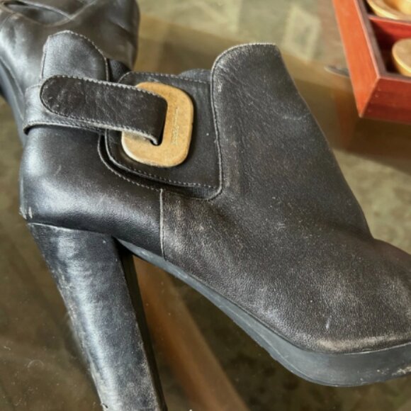 Gianfranco Ferre Ankle Boots Vintage Womens 8 Black Leather - Picture 2 of 7